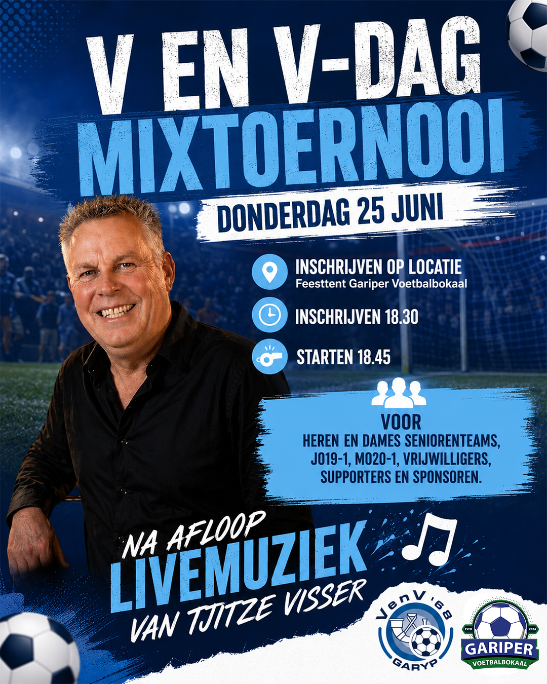 V en V-dag en mixtoernooi op donderdag 25 juni